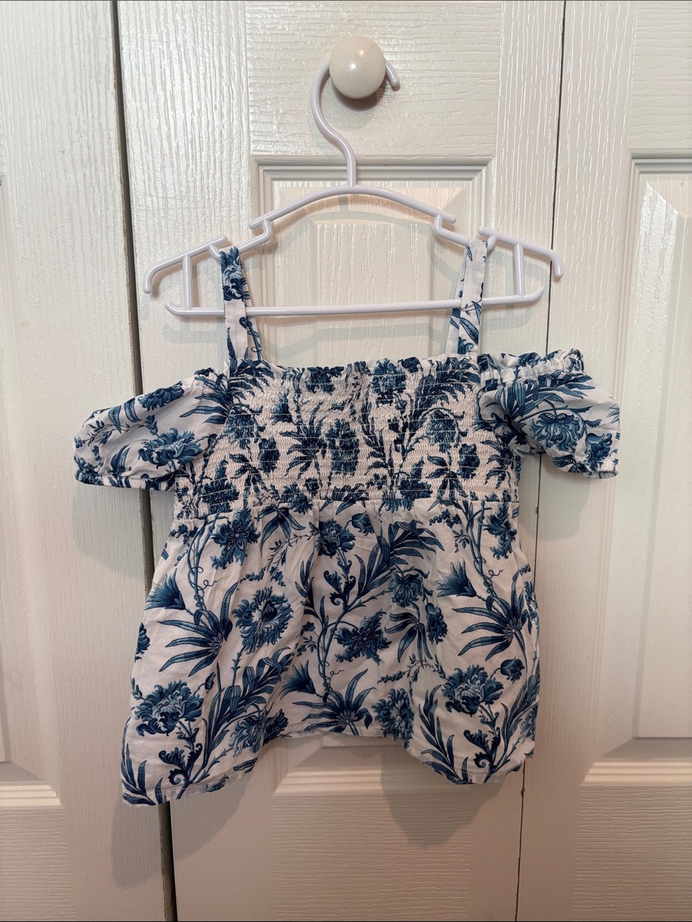 Janie and Jack White Top with Blue Floral Print